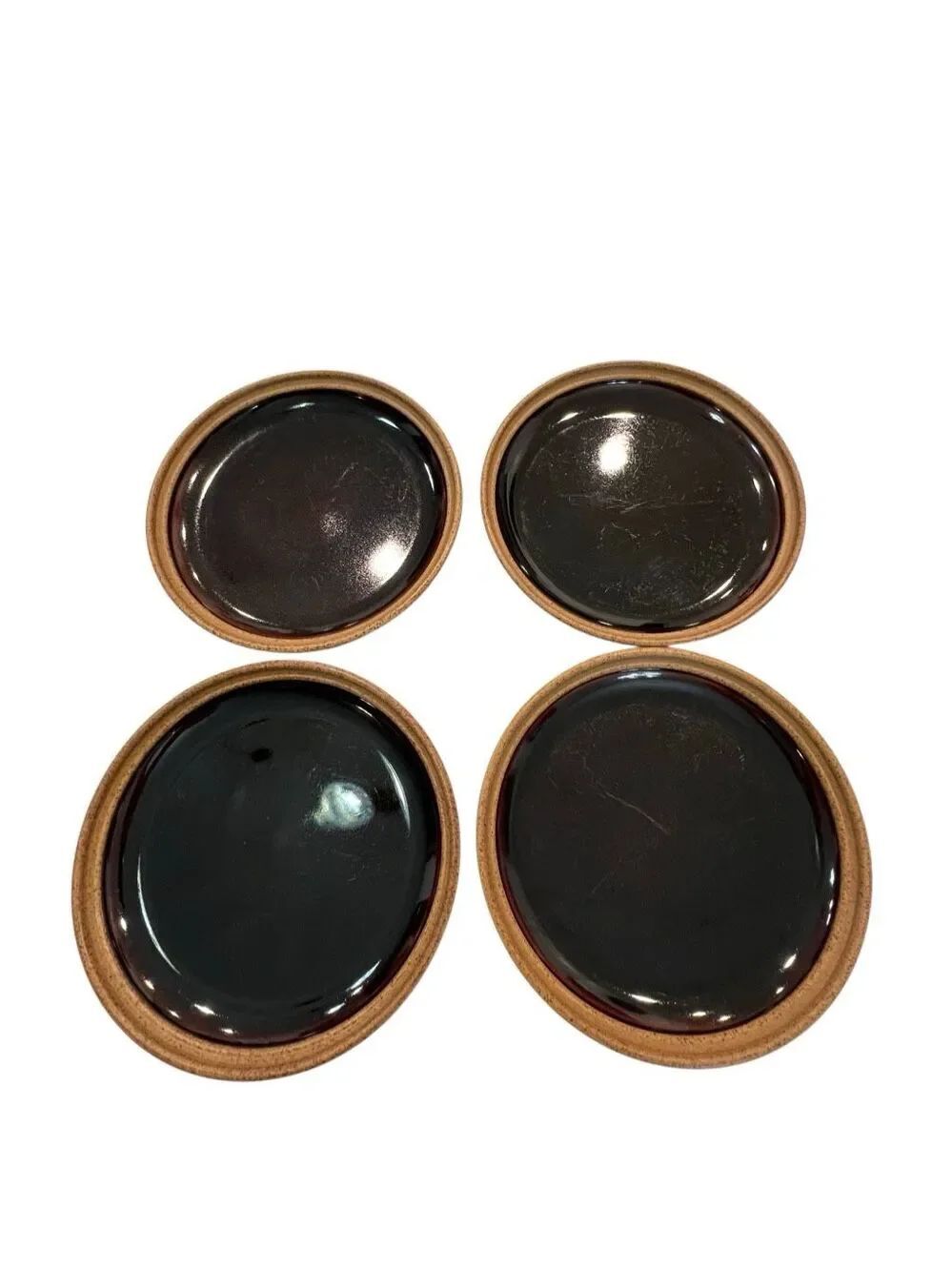 Set of 4 Mikasa Le Buffet Potter's Secret Japan Round Dinner Plates Brown